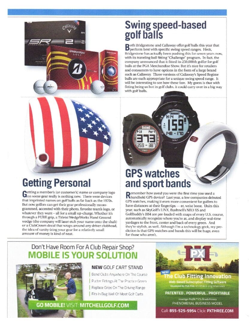 Golf balls and gear advertisement
