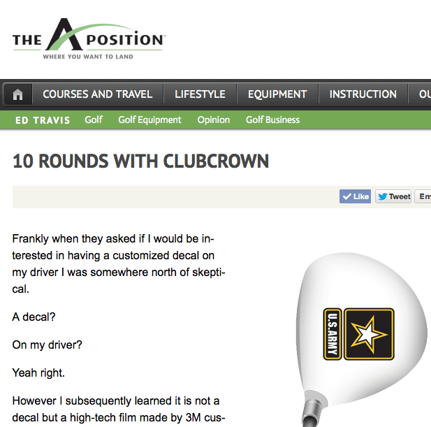 Golf driver with US Army decal