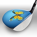 Butterflies on light blue with yellow